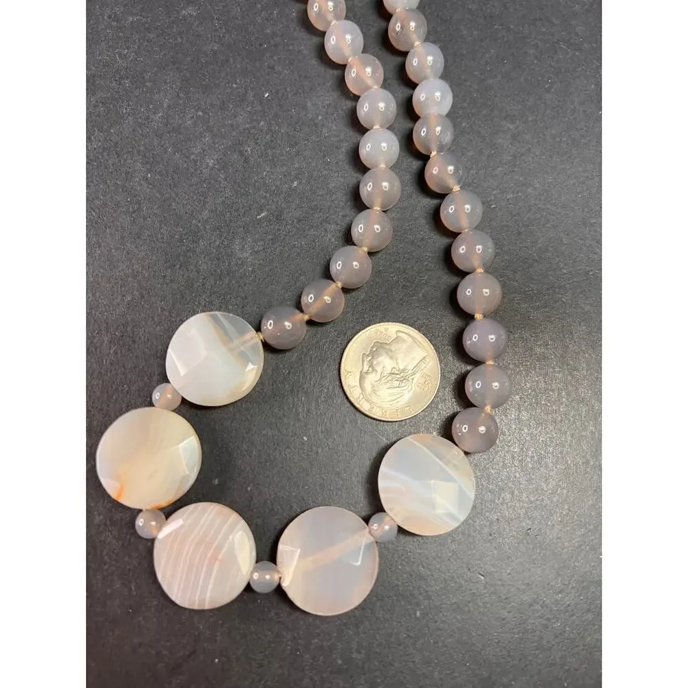 NEW Botswana agate necklace with sterling silver clasp